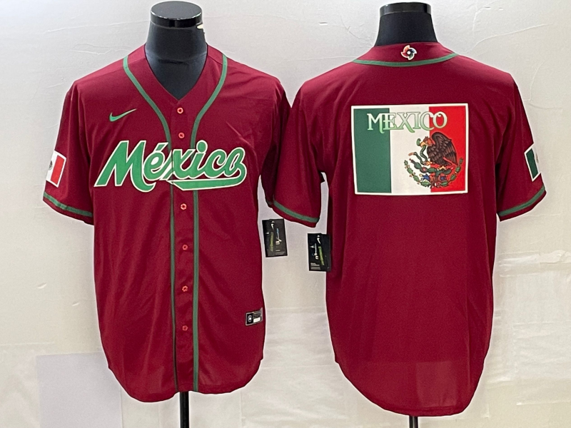 Men's Mexico Baseball Red 2023 World Baseball Classic Team Big Logo Stitched Jersey